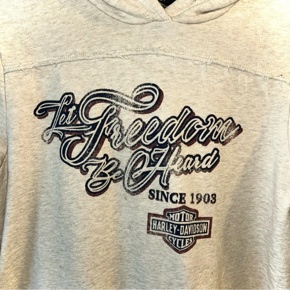 Medium cream, navy and red genuine Harley Davidson hoodie. - Picture 3 of 6